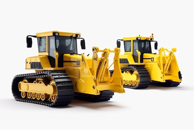 Bulldozer 3d renderizado aislado sobre fondo blanco