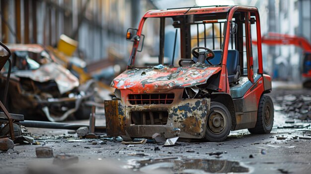 Bulldozer auf der Straße verlassen