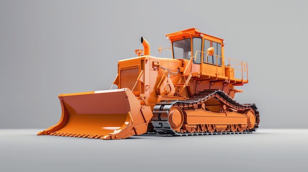 Bulldozer laranja em fundo neutro para construção