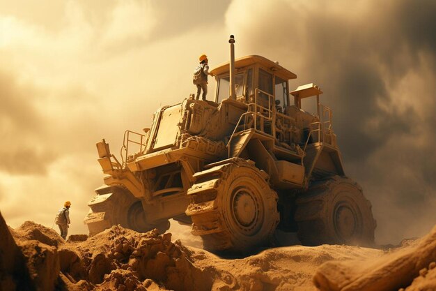 Bulldozer con máquina de escalada para trabajadores de la construcción Mejor imagen de Bulldozer