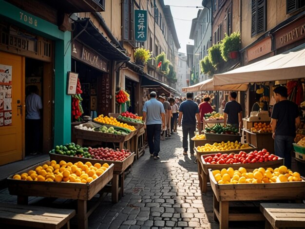 Foto una bulliciosa ciudad comercial