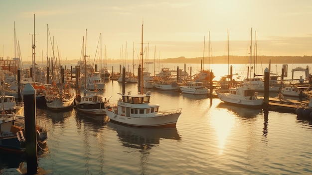 El bullicioso puerto al amanecer