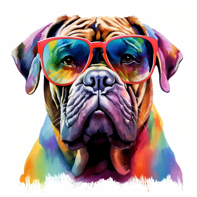 Bullmastiff Cool Dog Bullmastiff Clipart de Cão Ilustração em aquarela IA gerativa