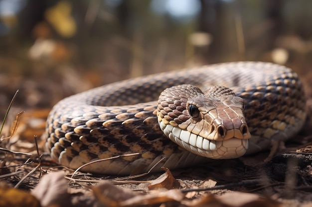 Bullsnake vista de cerca a la luz del día Red neuronal generada en mayo de 2023 No basada en ninguna escena o patrón de persona real