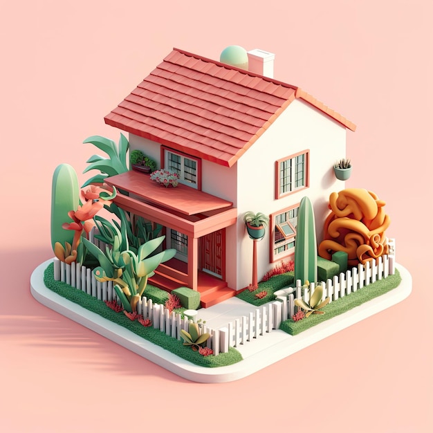 Bungalow d Cartoon Illustration generative KI