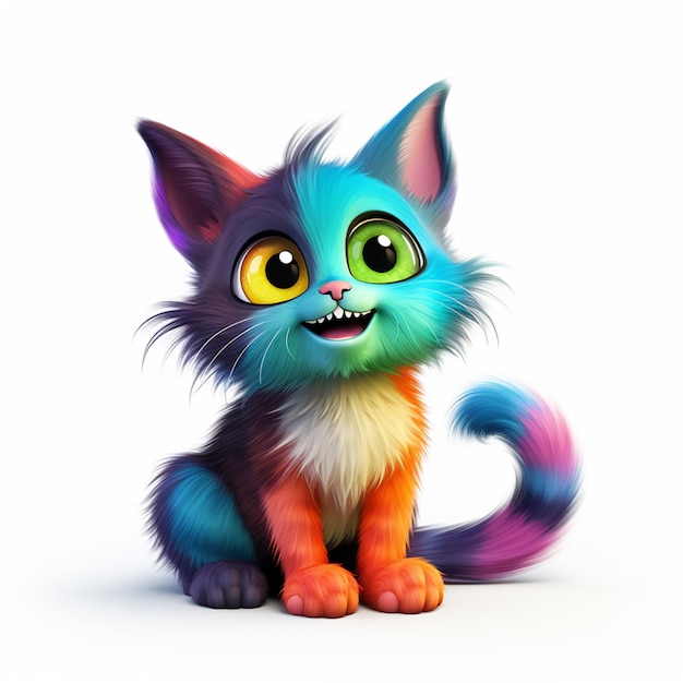 Foto bunte 3d-animationsillustration der katze