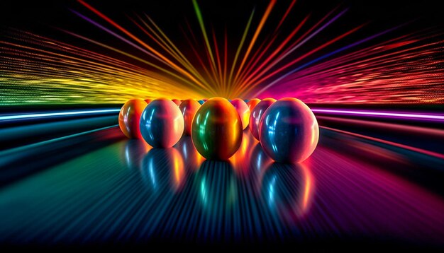 bunte 3D-Bowlingkugeln