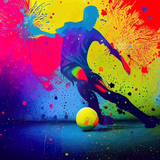 Bunte abstrakte Illustration eines Mannes, der Fußball spielt