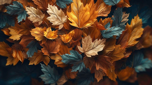 Bunte abstrakte Textur des Herbstlaubs, generiert von KI