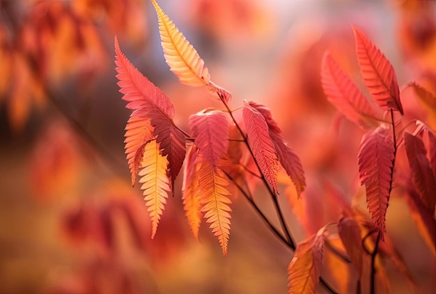 Bunte Blätter zittern im Wind im Herbstwald