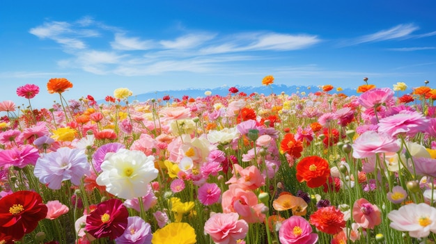 Bunte Blumen auf dem Blumenfeld Foto