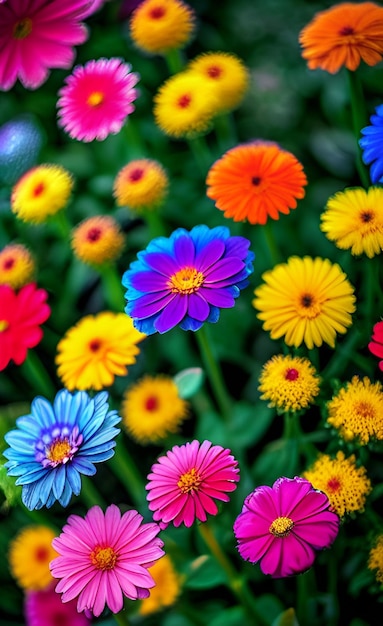 Bunte Blumen in einem Gartentapeten