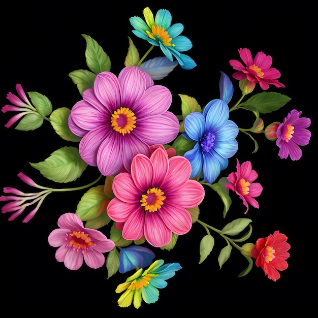 Bunte Blumenstraußillustration