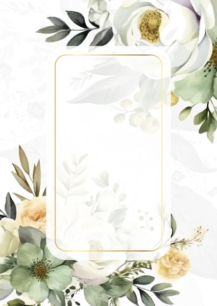 bunte bunte Blumen Vektor Aquarell bunte Hochzeits-Einladung Karte Vorlage mit goldenen Blumen Dekoration gesetzt