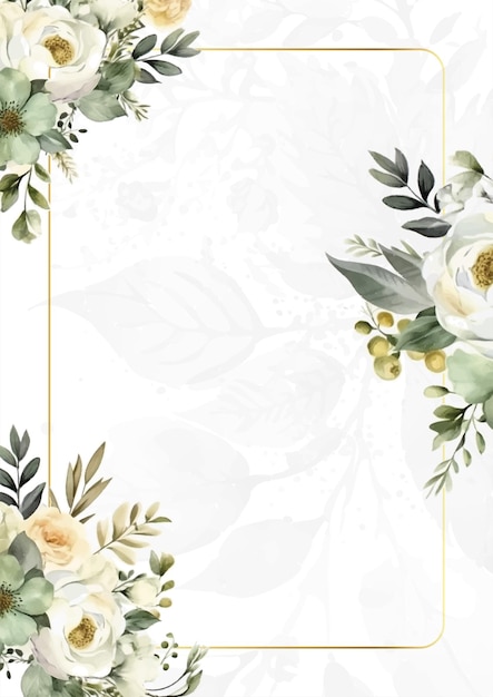 bunte bunte Blumen Vektor elegante Blätter Hochzeits-Einladungskarte Vorlage Aquarell