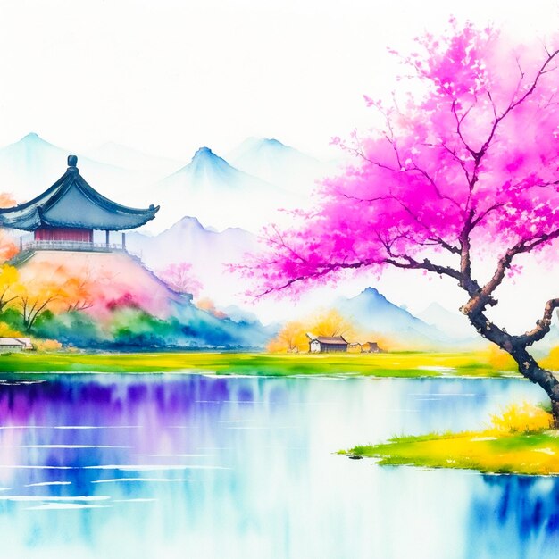 Bunte chinesische Ölgemälde-Landschaft