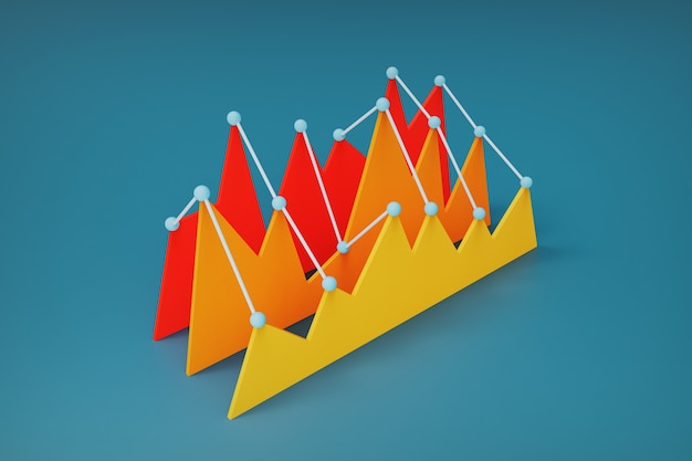 Bunte Diagramme für Statistiken mit Spitzen- und Niedrigleistung