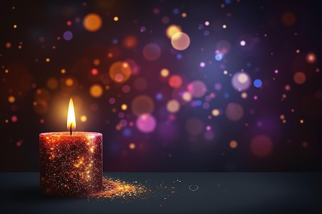 Bunte Diwali-Öllampe auf heller Bokeh-Hintergrundillustration