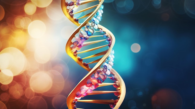 Bunte DNA-Helix-Struktur. Hintergrund der Biologiewissenschaft