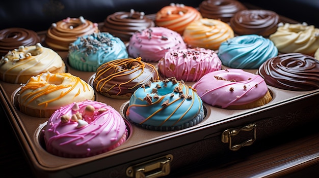 Bunte Donuts HD 8K Wandpapier Stock Fotobild