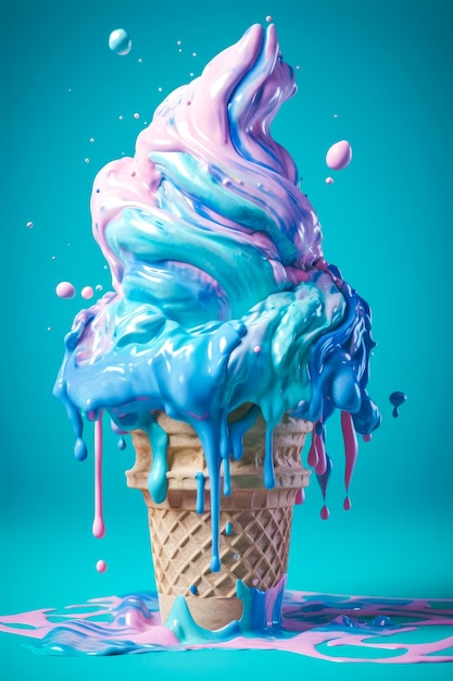 bunte Eiscreme Werbung für ein Süßwarenladen oder ein Café Erstellt mit Generative Ai