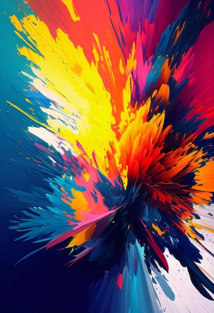 Bunte Farbspritzer auf schwarzem Hintergrund, generative KI