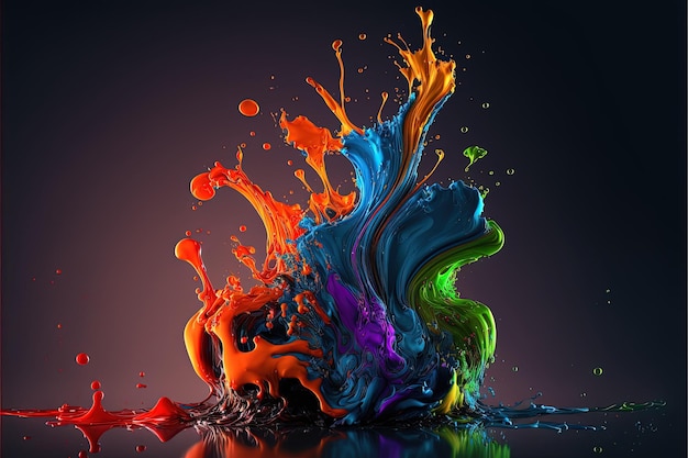 Bunte Farbspritzer Farbe tropft bunte Tinte abstrakt Generative Ai