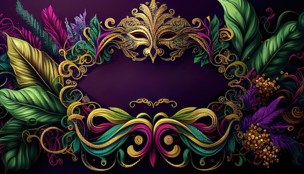 Bunte festliche Gruppierung von mardi gras venezianischer Karnevalsmaske Federn Perlen Party-Design-Banner