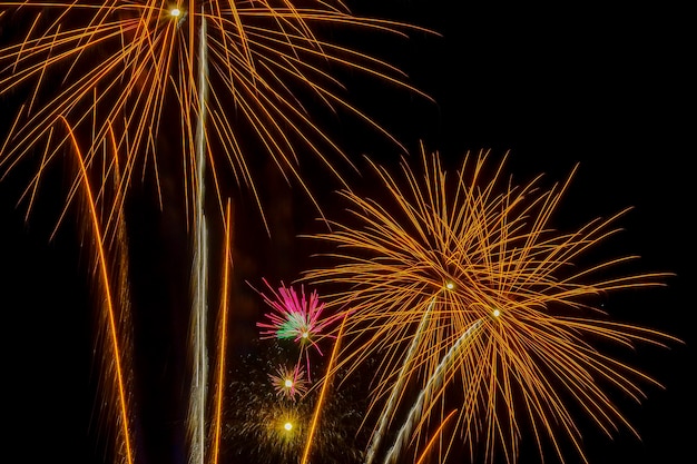 Bunte Feuerwerkskörper explodierten am Nachthimmel