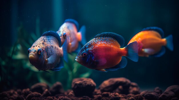 Bunte Fische im Aquarium Generative KI