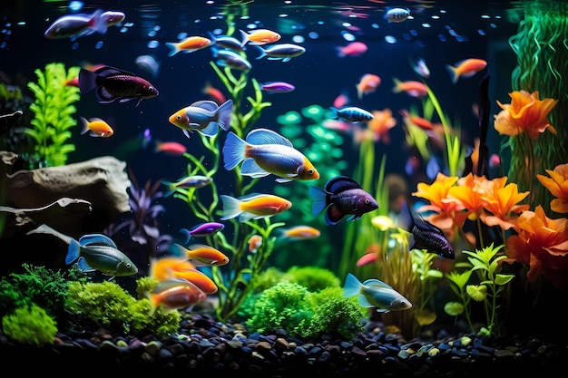 Bunte Fische im Aquarium