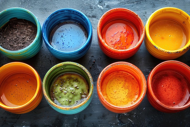 bunte, gemusterte Keramikbecher für professionelle Fotografie