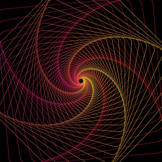 Bunte geometrische linie kunstrahmen auf schwarzem hintergrund