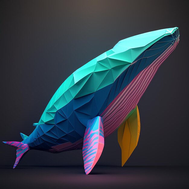 Bunte geometrische Low-Poly-Walgrafik AI generiert