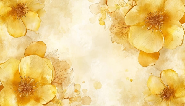 Foto bunte goldene blumen-aquarell-muster-hintergrund-tapete, valentinstag-banner, abstrakt