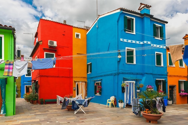 Bunte Häuser auf dem Burano Venedig Italien