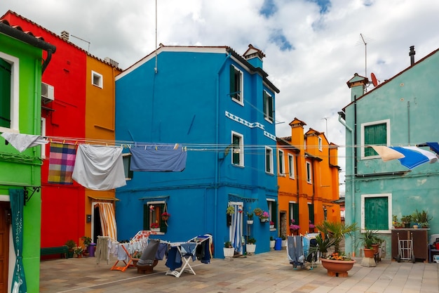 Bunte Häuser auf dem Burano Venedig Italien