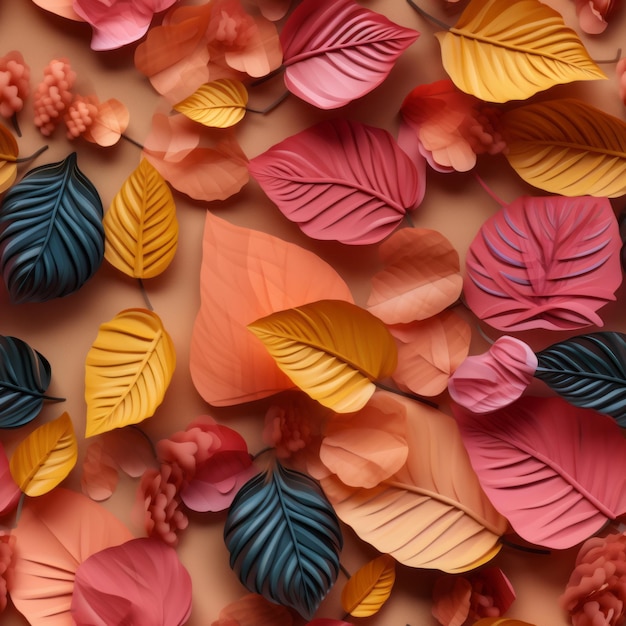 Bunte Herbstblätter auf beigem Hintergrund