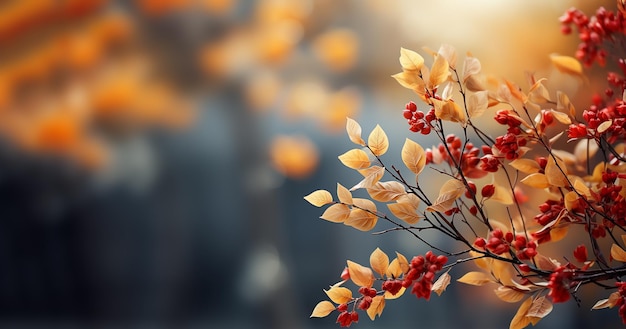 Bunte Herbstpflanzen Hintergrund braungelb orange Herbst gefärbt mit verschwommenem Hintergrund Bäume Blätter in Vintage-Farbe mit Kopierraum