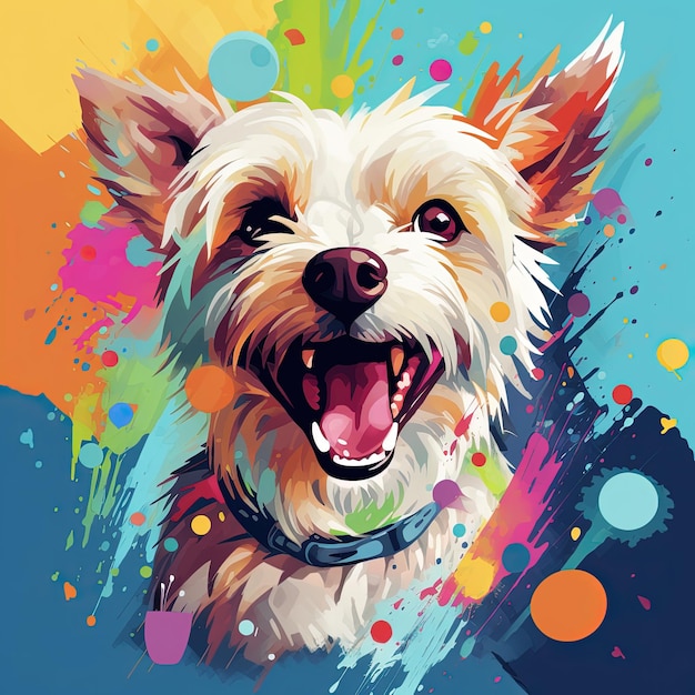 bunte Hundeillustration für T-Shirts