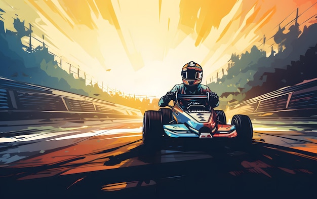 Bunte Illustration Kart-Auto-Sport-Hintergrund