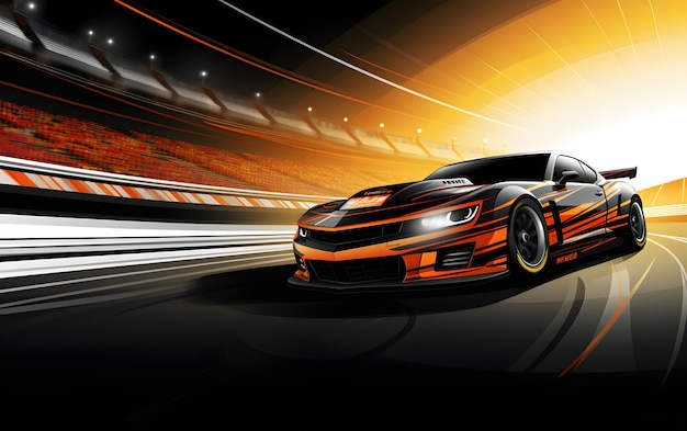 Bunte Illustration Nascar-Rennwagen-Sport-Hintergrund