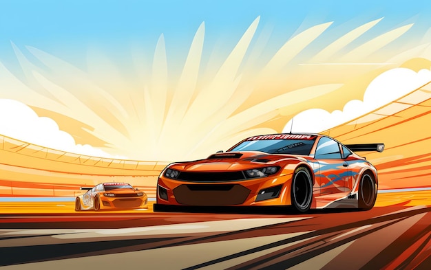 Bunte Illustration Nascar-Rennwagen-Sport-Hintergrund