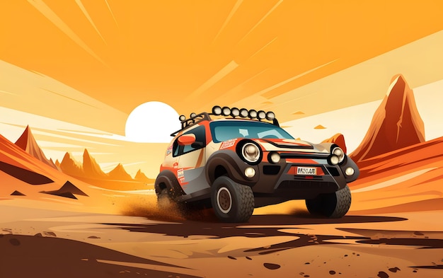 Bunte Illustration Rallye Dakar Sport Hintergrund