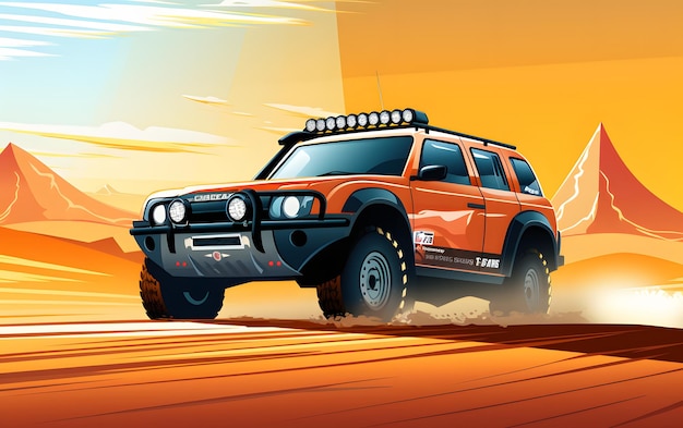 Bunte Illustration Rallye Dakar Sport Hintergrund