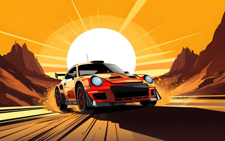 Foto bunte illustration rallye-rennwagen-sport-hintergrund