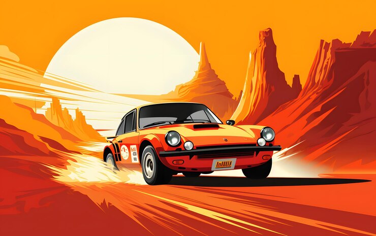 Foto bunte illustration rallye-rennwagen-sport-hintergrund