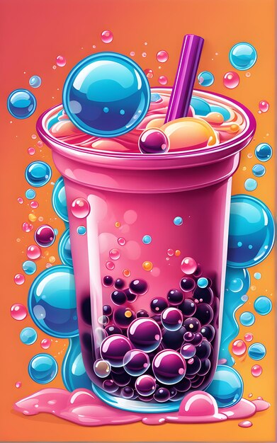 Bunte Illustration von Bubble Tea oder Bubble Juice