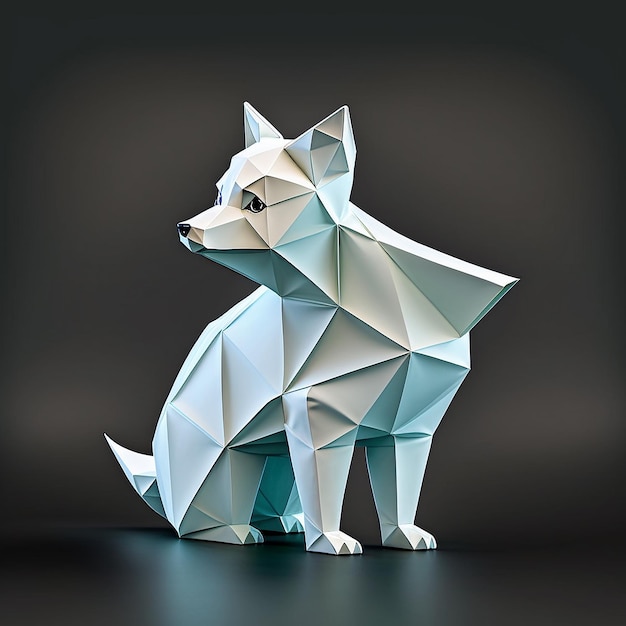 Bunte Low-Poly-geometrische Polarfuchs-Tier-KI generiert