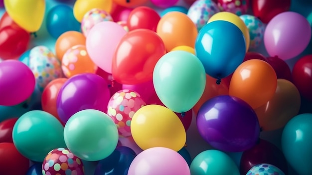 Bunte Luftballons mit fröhlicher Feier